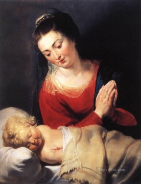 ピーター・パウル・ルーベンス Painting - 幼子キリストの前で礼拝する聖母 バロック ピーター・パウル・ルーベンス